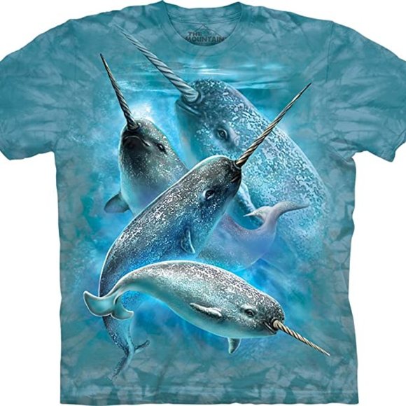 The Mountain Other - The Mountain Narwhal Unicorn Whale Dolphin Narwhals Tusk Ocean Blue Shirt 3X-5X